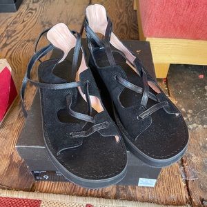 New! J. Crew Black Suede Lace Up Sandals - Size 9